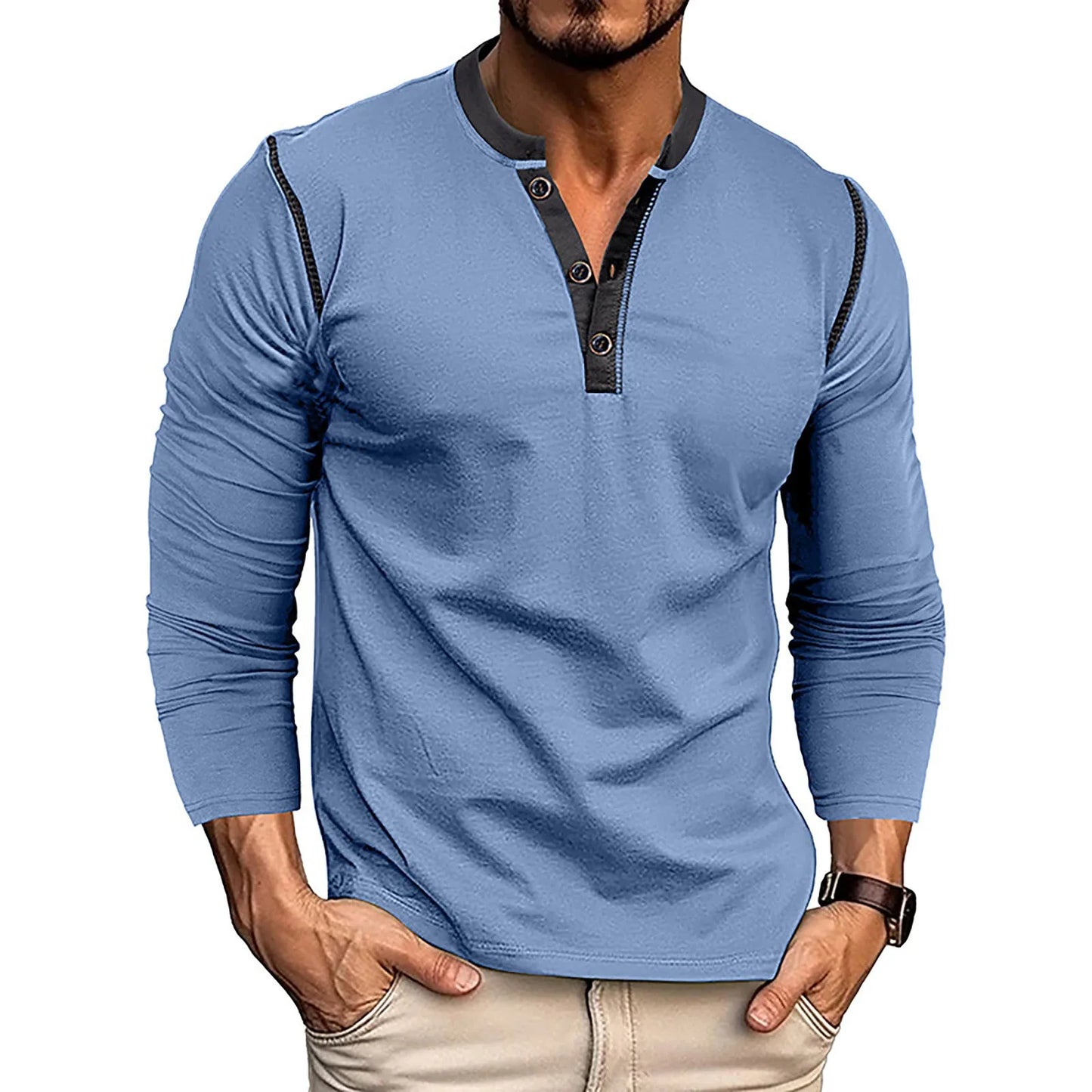 Harrison™ | Vintage Langarm-Henley-T-Shirt